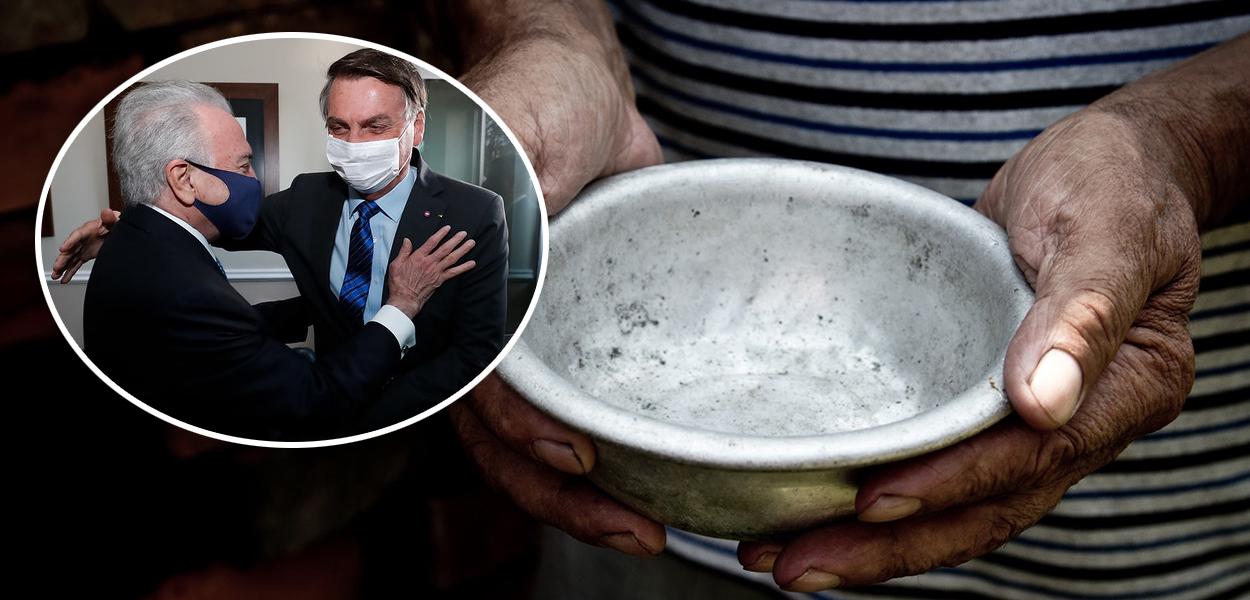 Temer com Bolsonaro e prato de comida vazio