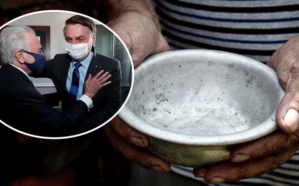 Temer com Bolsonaro e prato de comida vazio