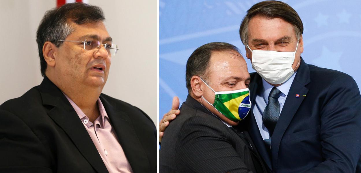 Flávio Dino e Pazuello com Bolsonaro