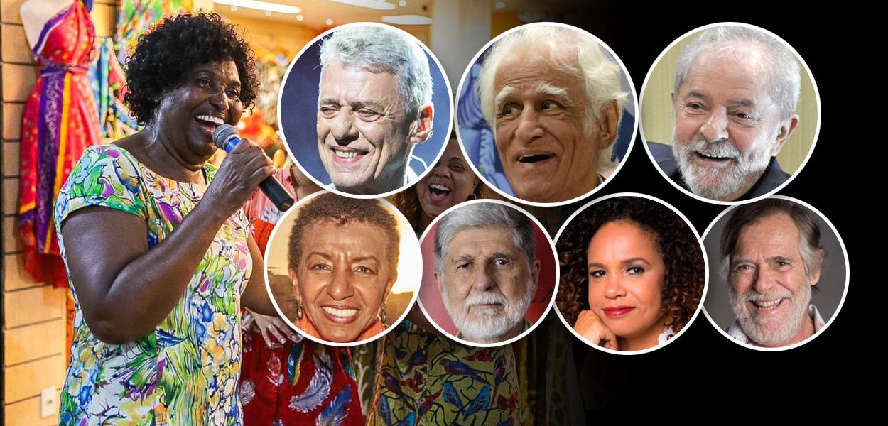 Benedita da Silva, Chico Buarque, Ziraldo, Lula, Leci Brandão, Celso Amorim, Teresa Cristina e José de Abreu