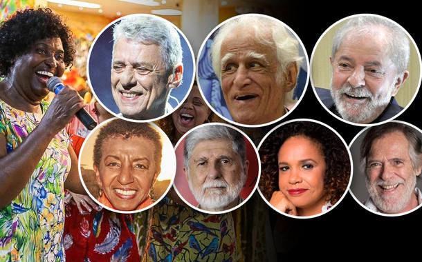 Benedita da Silva, Chico Buarque, Ziraldo, Lula, Leci Brandão, Celso Amorim, Teresa Cristina e José de Abreu