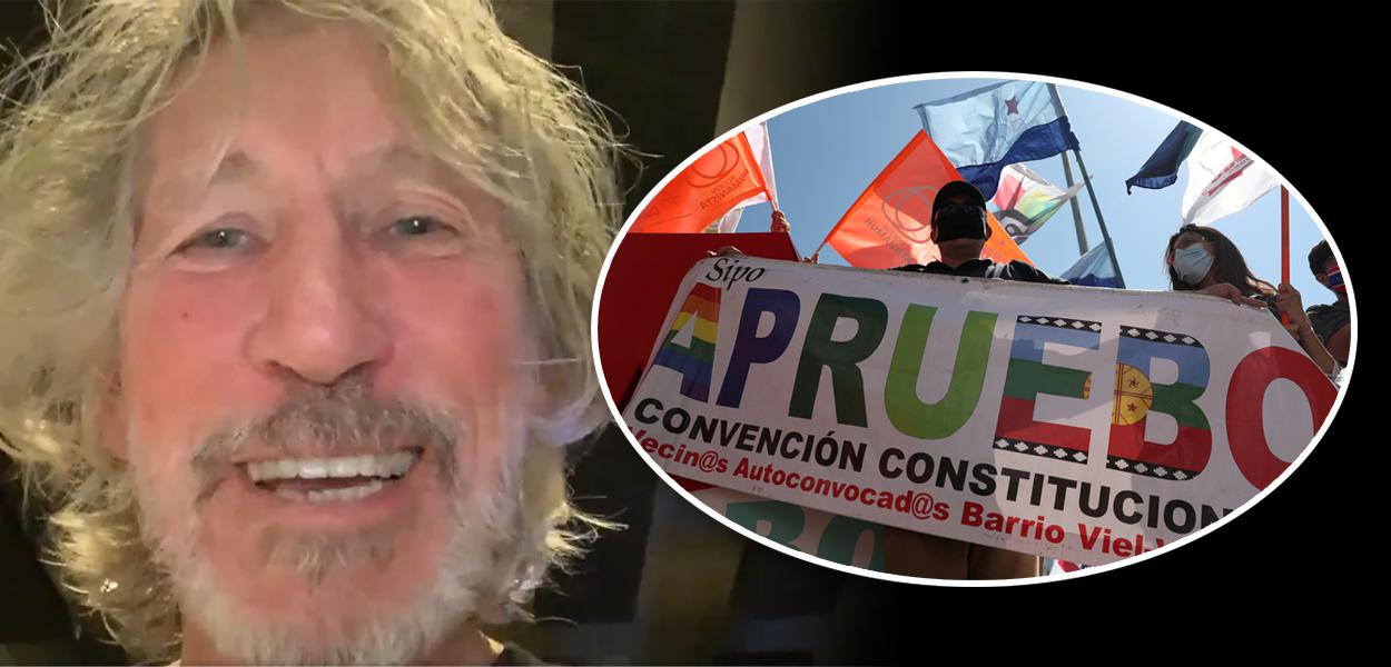 Roger Waters e manifestantes protestam em Santiago antes de referendo no Chile