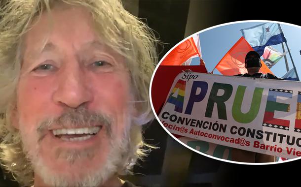 Roger Waters e manifestantes protestam em Santiago antes de referendo no Chile