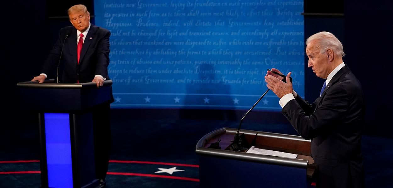 Trump e Biden participam do último debate presidencial destas eleições. 22/10/2020