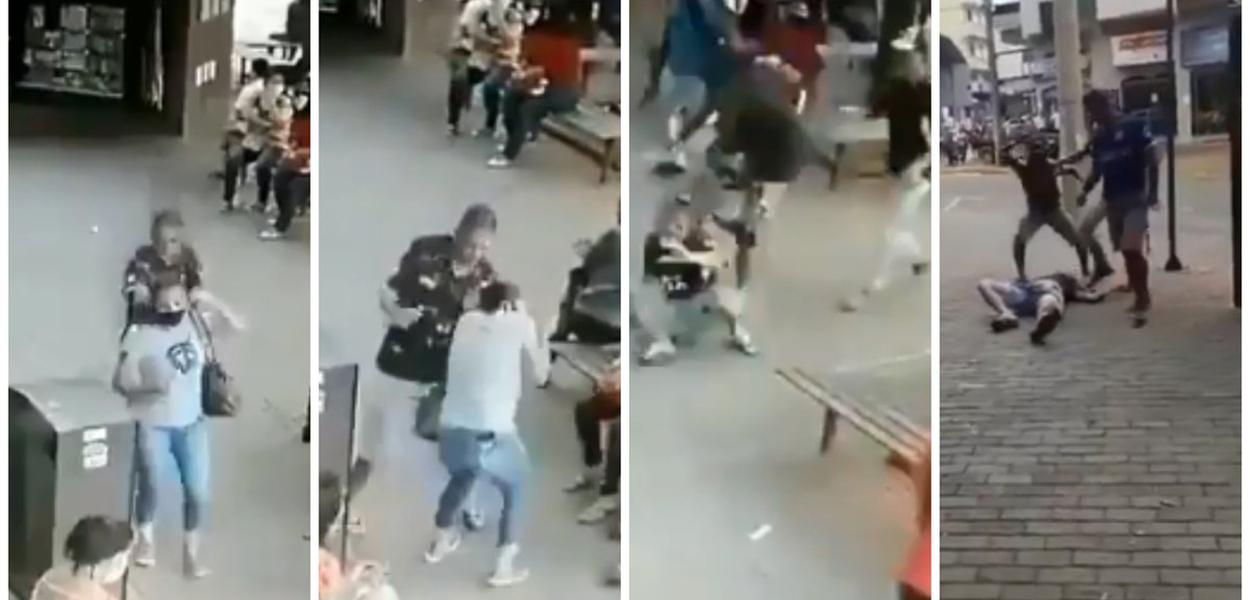 Homem agride mulher e, antes de ser preso pela polícia, é linchado por populares