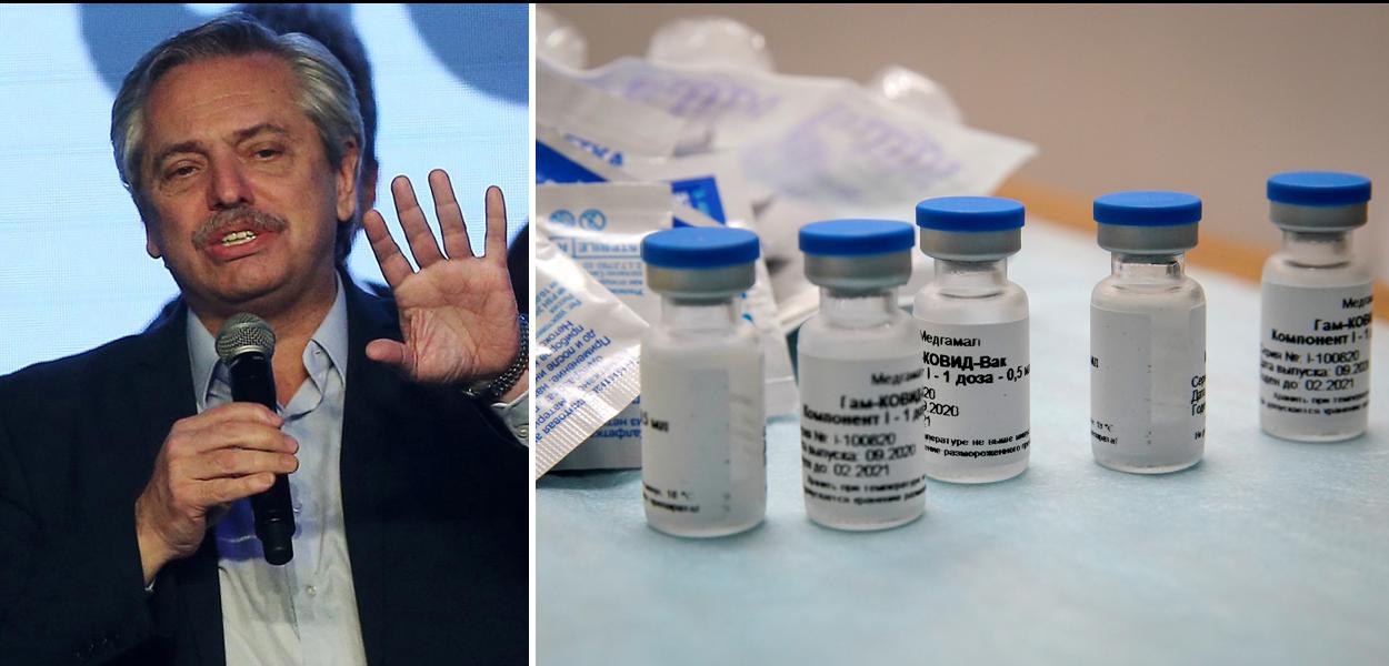 Presidente argentino Alberto Fernandes e a vacina Sputnik V