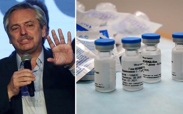 Presidente argentino Alberto Fernandes e a vacina Sputnik V