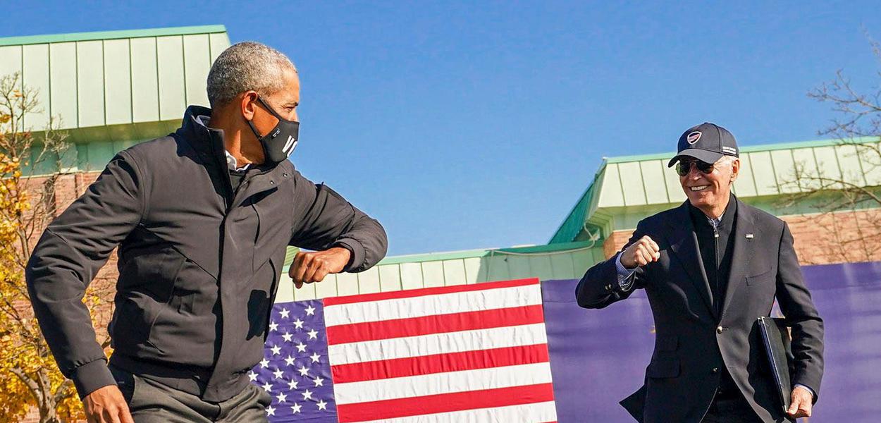 O ex-presidente Barack Obama e o candidato  a presidente dos Estados Unidos Joe Binden durante campanha EUA 02 11  2020
