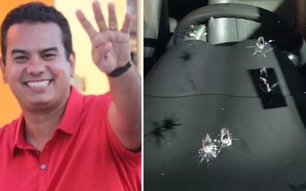 Klaus Lima e carro atingido por disparos
