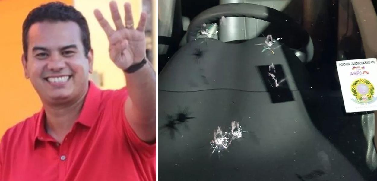 Klaus Lima e carro atingido por disparos