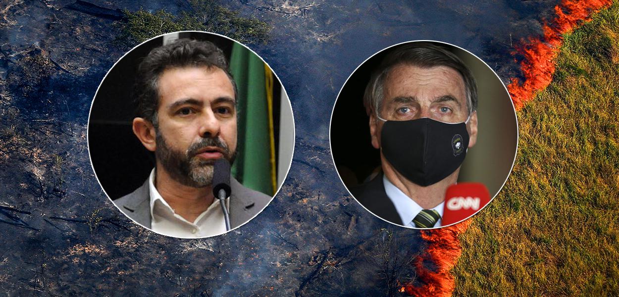 Márcio Astrini, do Observatório do Clima, e Jair Bolsonaro