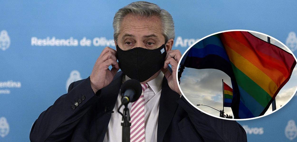 Alberto Fernandez e bandeira LGBT