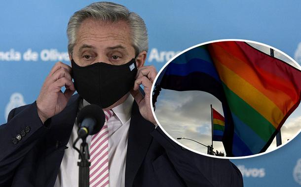 Alberto Fernandez e bandeira LGBT