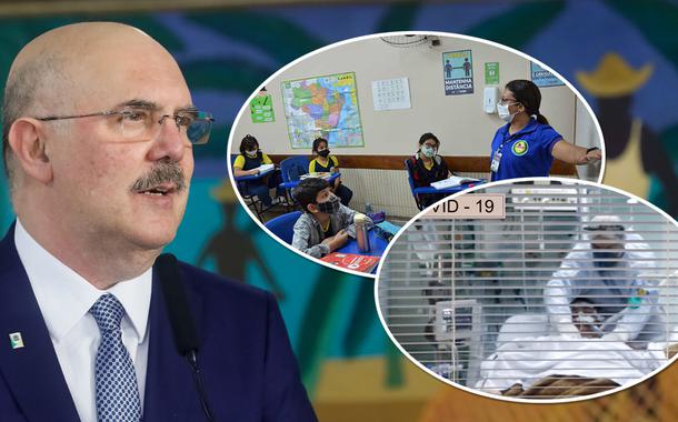 Milton Ribeiro, sala de aula e pessoa internada por COVID-19