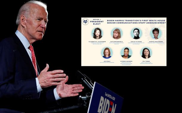 Joe Biden e equipe de comunicação