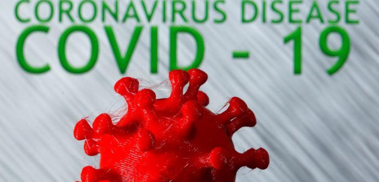 Modelo em 3D representando o coronavírus