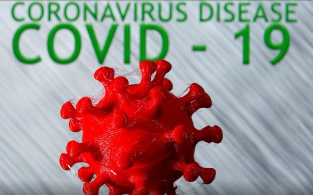 Modelo em 3D representando o coronavírus