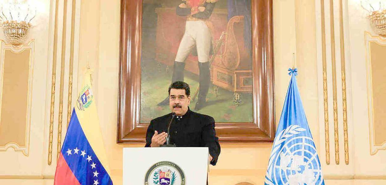 Nicolás Maduro em reunião da ONU, por videoconferência