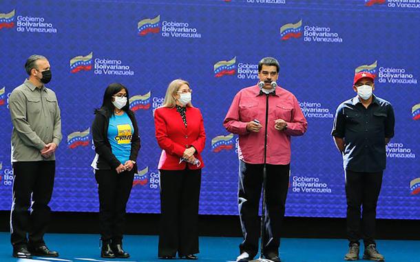 O presidente  Nicolás Maduro fala após proclamação do resultado eleitoral