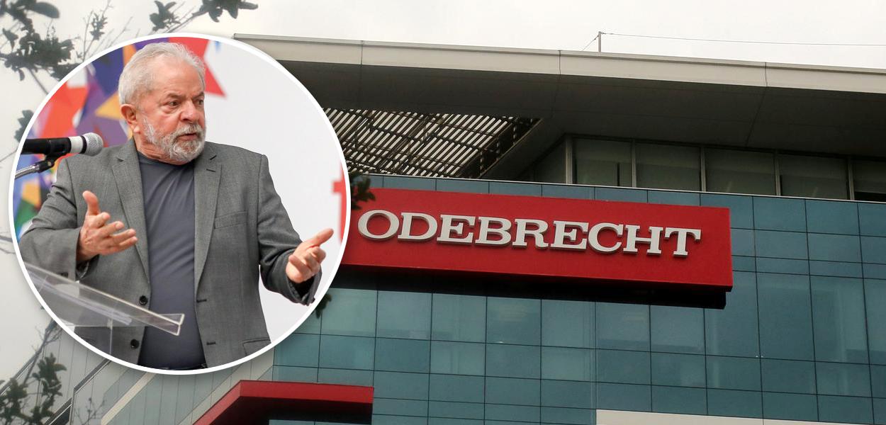 Lula e fachada da Odebrecht