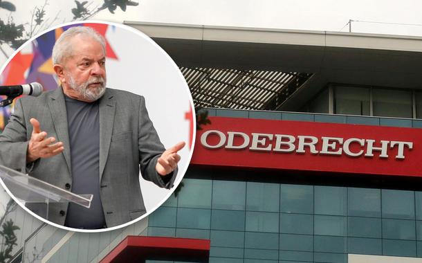 Lula e fachada da Odebrecht