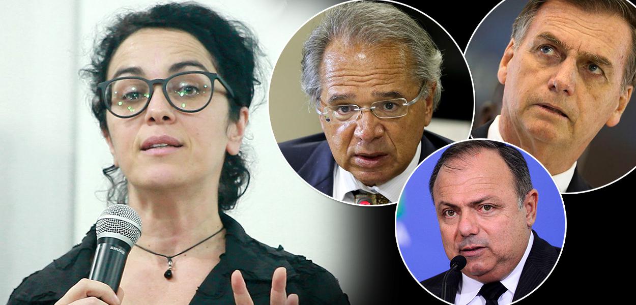 Marcia Tiburi, Paulo Guedes, Eduardo Pazuello e Jair Bolsonaro