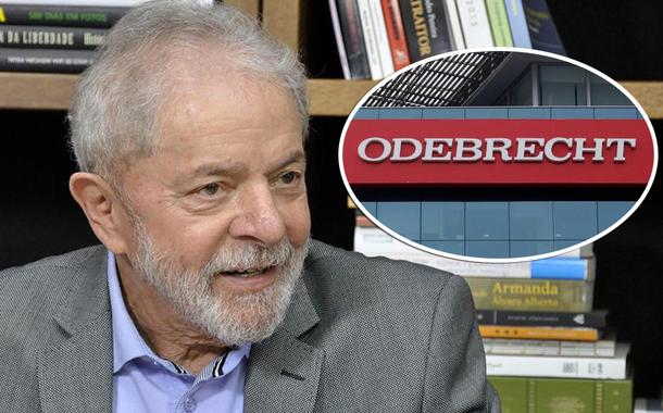 Lula e fachada da Odebrecht