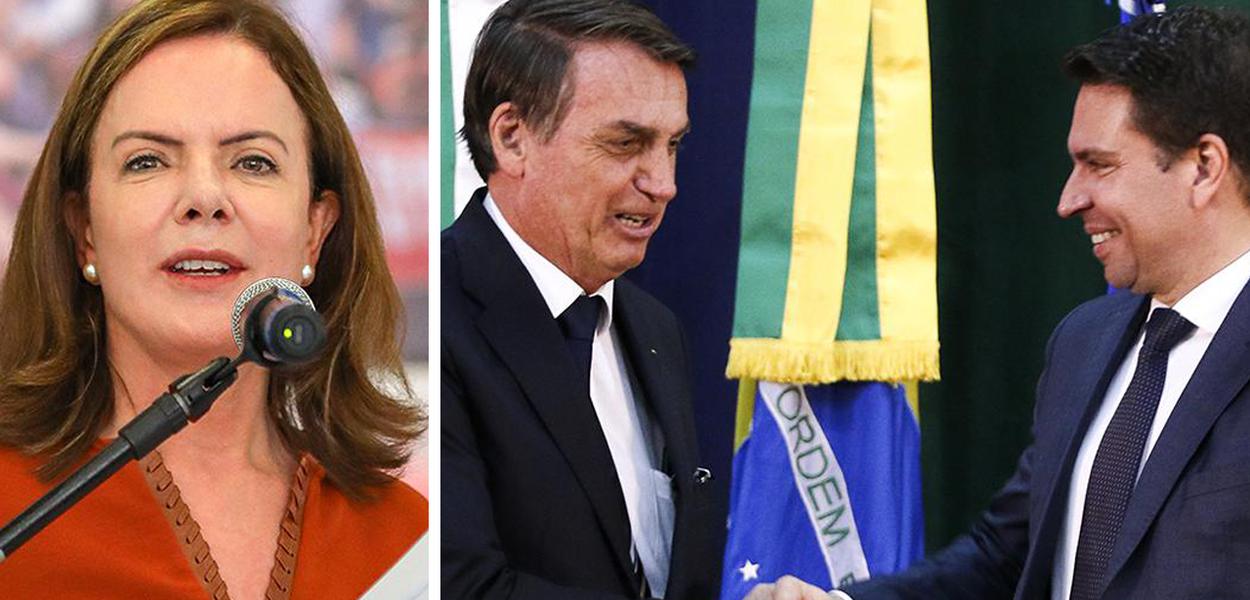 Gleisi Hoffmann, Jair Bolsonaro e Alexandre Ramagem