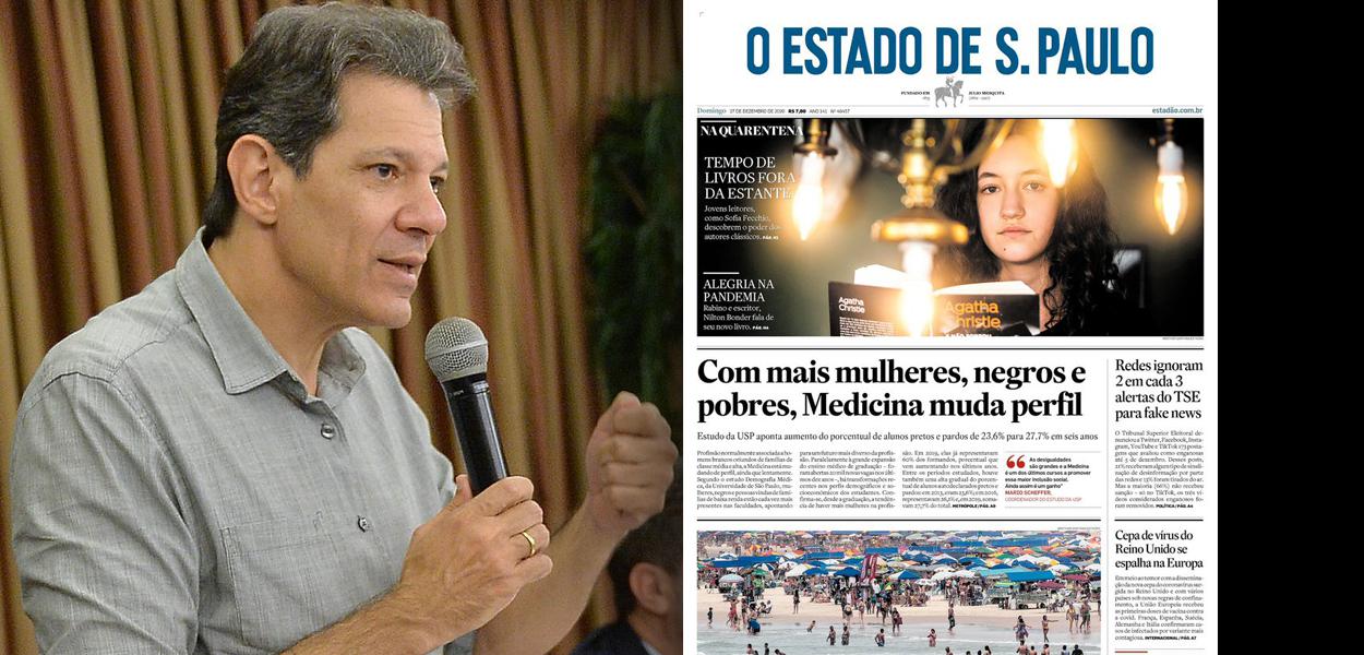 Fernando Haddad e capa do Estadão