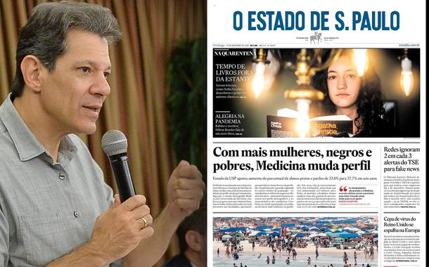 Fernando Haddad e capa do Estadão