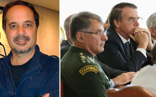 Rodrigo Vianna e Bolsonaro com militares