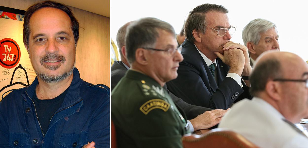 Rodrigo Vianna e Bolsonaro com militares