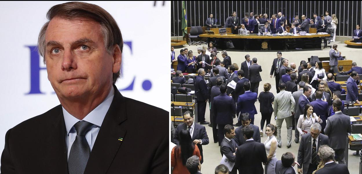 Jair Bolsonaro e plenário da Câmara dos Deputados