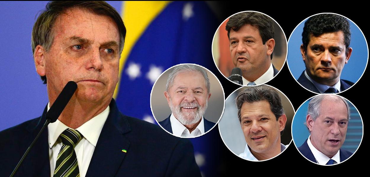 Jair Bolsonaro, ex-presidente Lula, Fernando Haddad, Luiz Henrique Mandetta, Sérgio Moro e Ciro Gomes