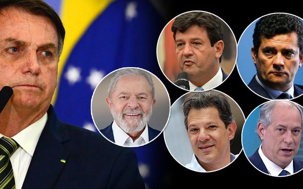 Jair Bolsonaro, ex-presidente Lula, Fernando Haddad, Luiz Henrique Mandetta, Sérgio Moro e Ciro Gomes