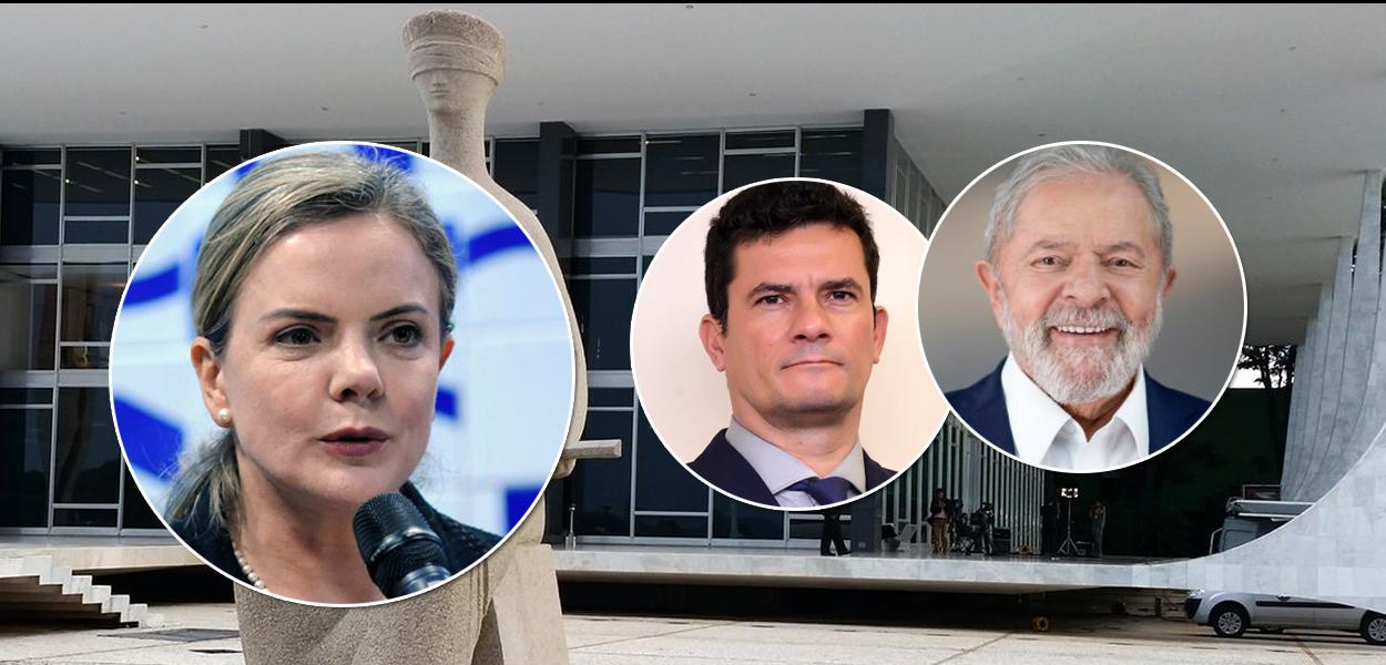 Gleisi Hoffmann, Sérgio Moro e o ex-presidente Lula