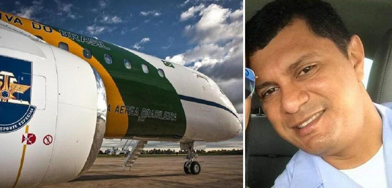 Avião da FAB e o Segundo-sargento da Aeronáutica Manoel Silva Rodrigues