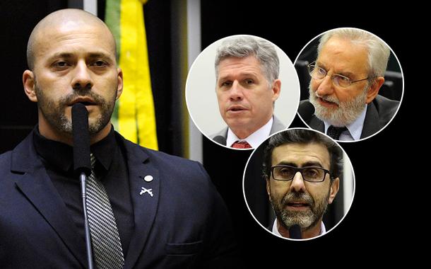 Deputados Daniel Silveira, Paulo Teixeira, Marcelo Freixo e Ivan Valente