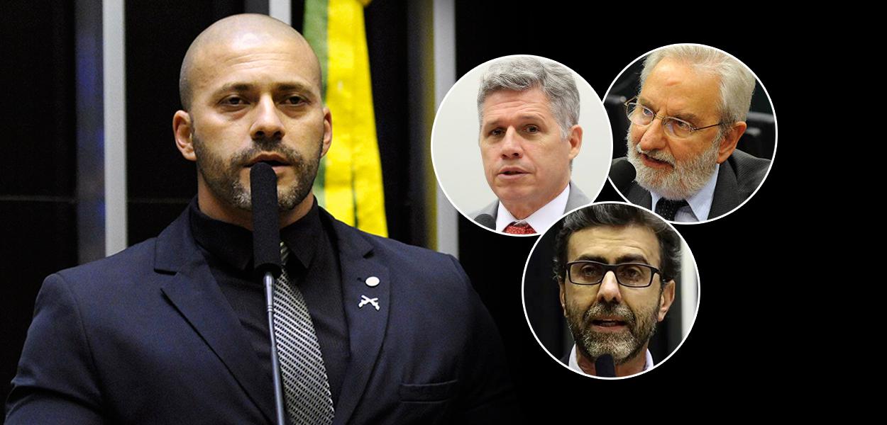 Deputados Daniel Silveira, Paulo Teixeira, Marcelo Freixo e Ivan Valente