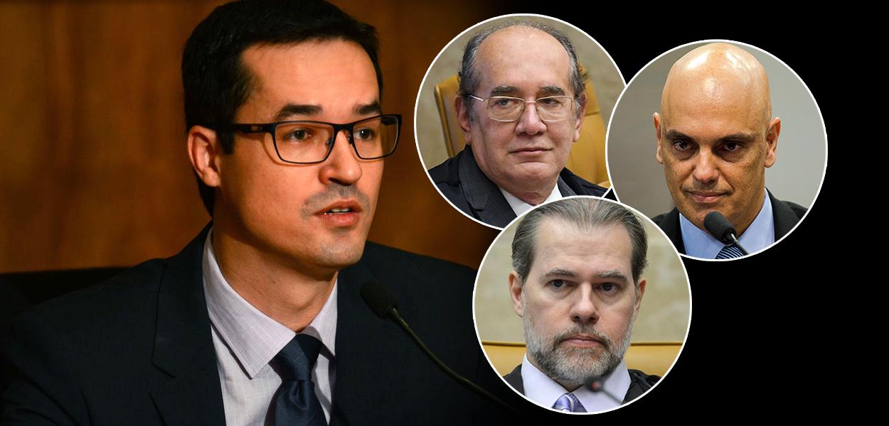 Deltan Dallagnol, e os ministros do STF Gilmar Mendes, Dias Toffoli e Alexandre de Moraes