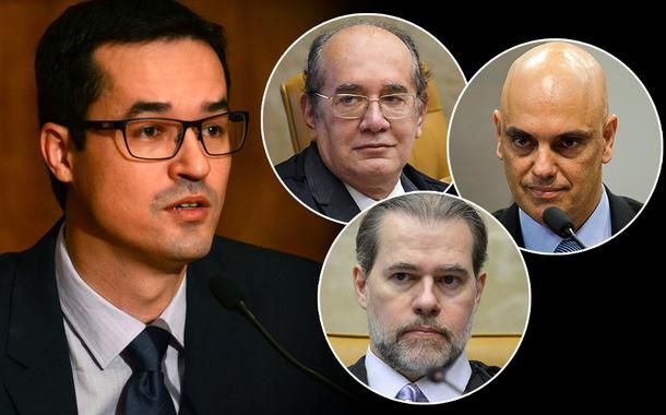 Deltan Dallagnol, e os ministros do STF Gilmar Mendes, Dias Toffoli e Alexandre de Moraes
