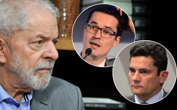 Da esq. para a dir.: Luiz Inácio Lula da Silva, Deltan Dallagnol e Sérgio Moro