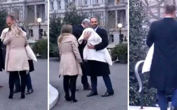 Eduardo Bolsonaro entrando na Casa Branca em 4 de janeiro