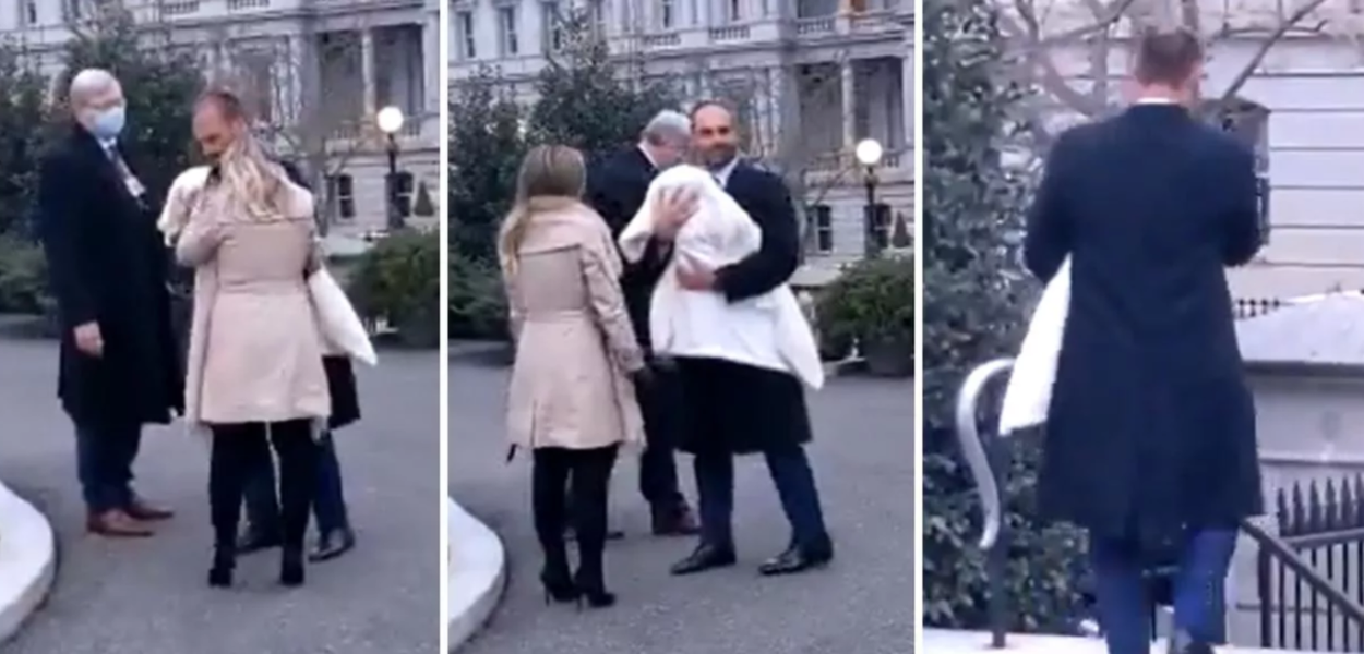 Eduardo Bolsonaro entrando na Casa Branca em 4 de janeiro