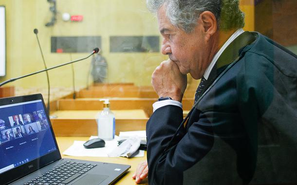 Ministro Marco Aurélio durante sessão plenária por videoconferência. (25/02/2021)