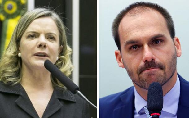 Gleisi Hoffmann e Eduardo Bolsonaro