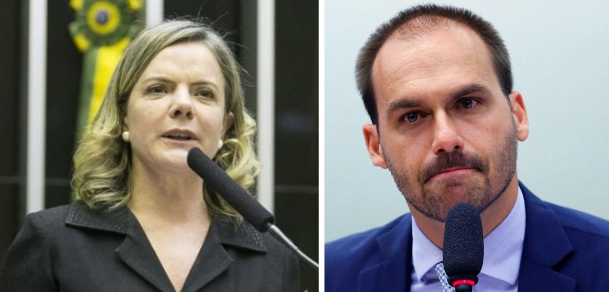 Gleisi Hoffmann e Eduardo Bolsonaro