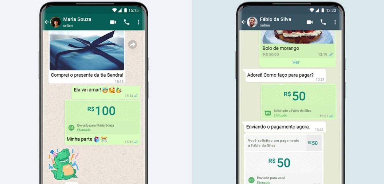 Simulação do WhatsApp Pay