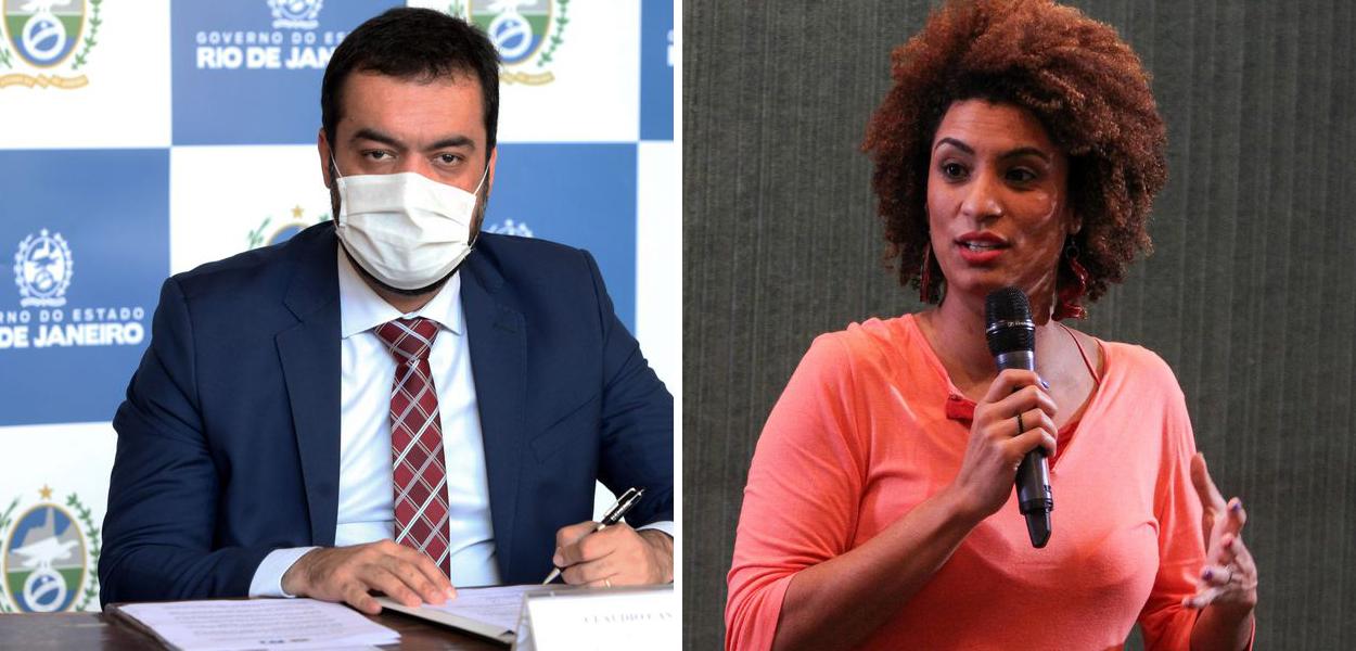Governador do Rio, Cláudio Castro, e a ex-vereadora Marielle Franco