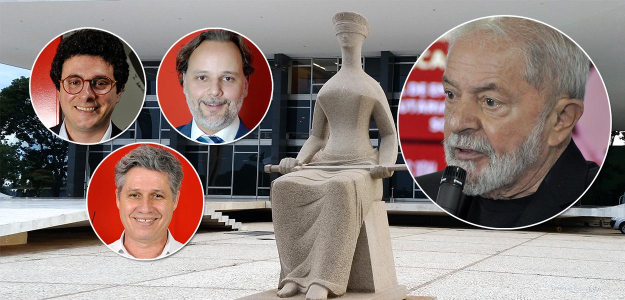 Advogados Fábio Tofic Simantob e Marco Aurélio de Carvalho, deputado Paulo Teixeira (PT-SP) e o ex-presidente Lula